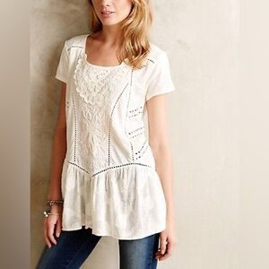 ANTHROPOLOGIE Meadow Rue Floral Lace Peplum Y2K